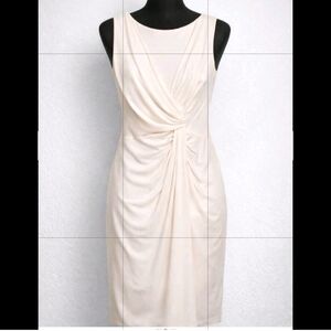 Lauren Ralph Lauren Ivory Ruched Sheath Dress Size 8 Sleeveless Cocktail